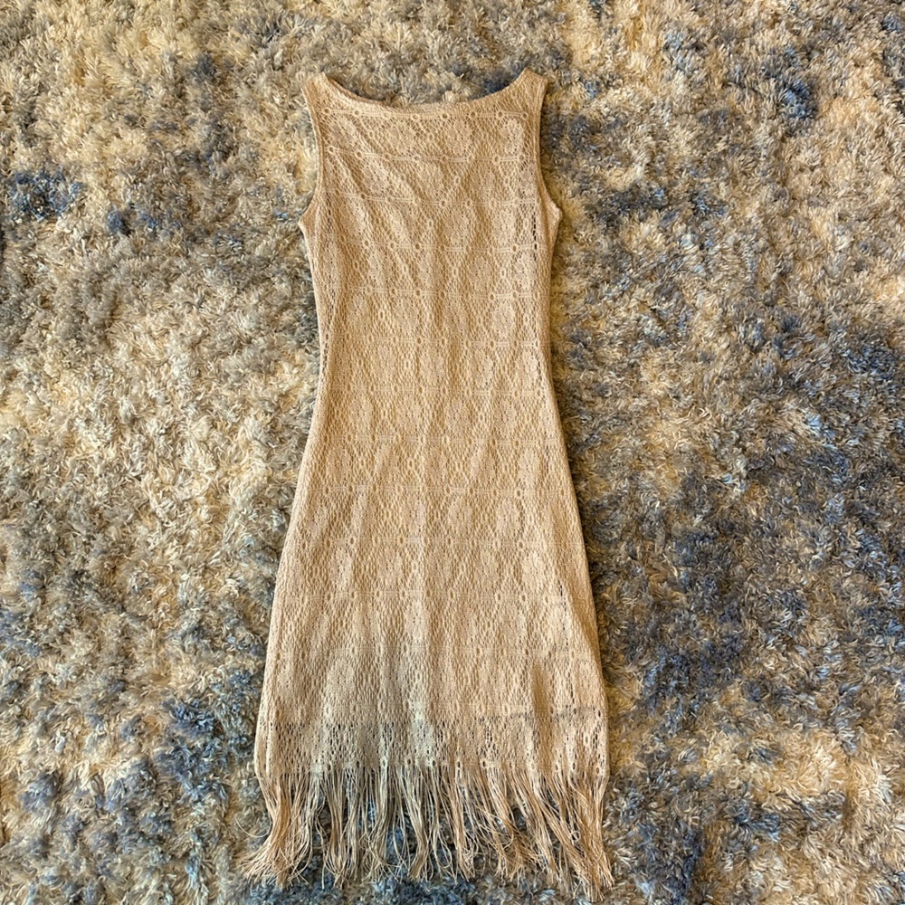 Women’s Lace and Fringe Dress 90’s Vintage Size Medium fits like XS! EUC!